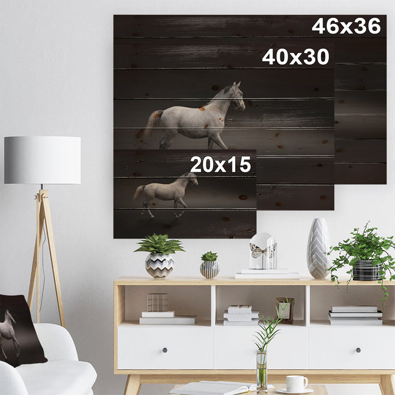 «Gray Horse», impression, H 15 po x l 20 po x P 1 po, Bois