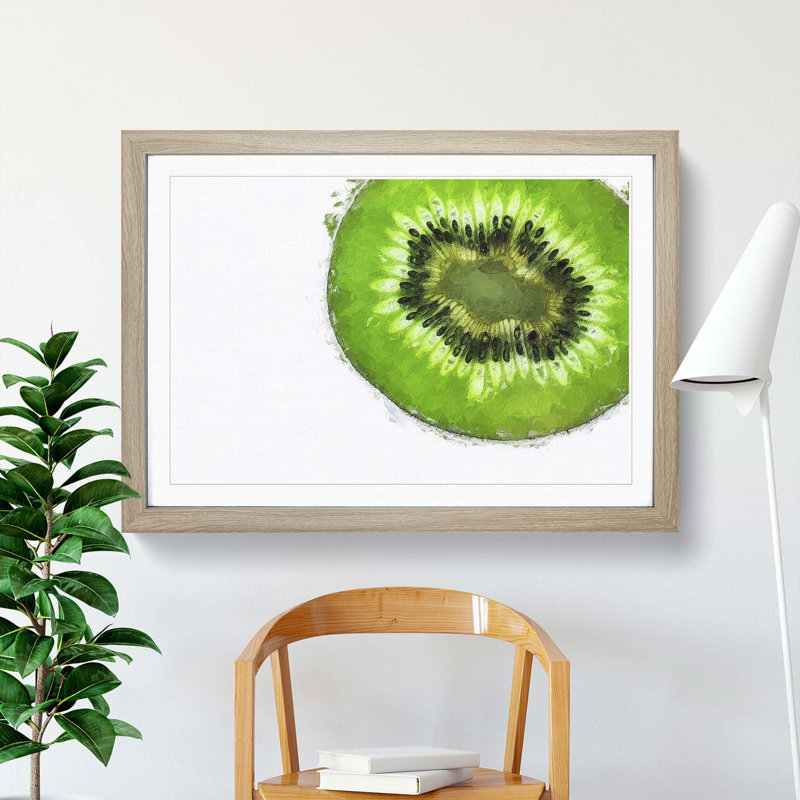 A Slice Of Kiwi Fruit - Single Picture Frame Painting, 45cm H x 63cm W x 2cm D, Oak Framed