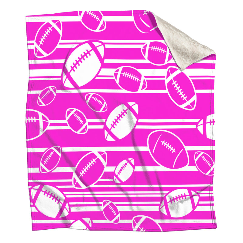 Couvertures rayées de football, L 60 po x H 80 po, Rose foncé / blanc
