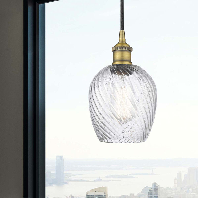 Luminaire suspendu simple à 1 lumière Orianne, Bronze huilé