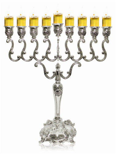 Silver Plated Menorah, 14" H x 12" W x 5" D