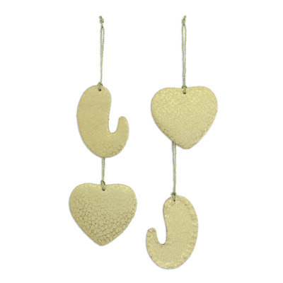 Novica Handmade Hearts And Paisleys Fabric Ornaments (Set Of 4)