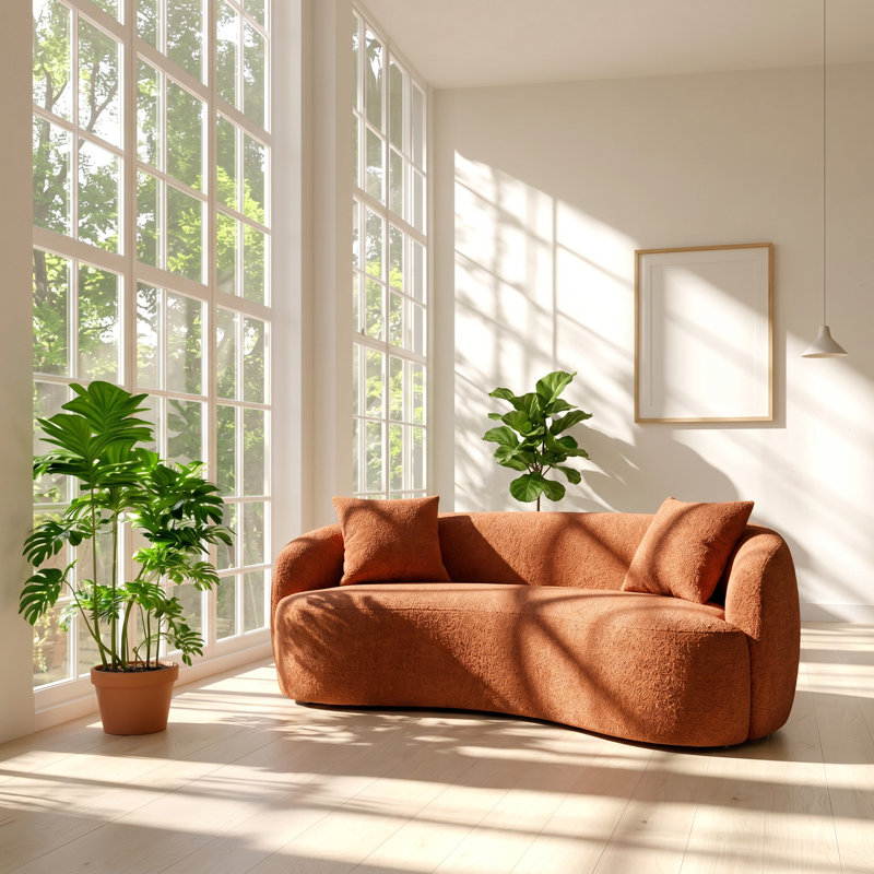 Canapé modulaire courbé en S L 66,9 po x P 40,2 po x H 25,6 po LingYu, Orange Chenille