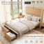 Grand lit rétro cannelé avec tête de lit et tiroirs de rangement de 55 po de hauteur-137689088