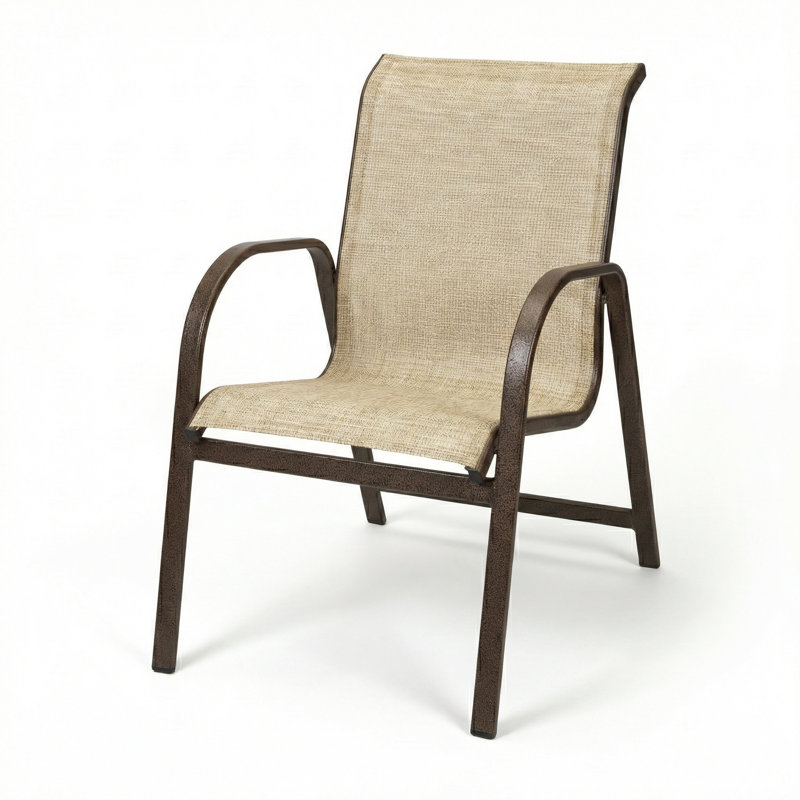 Windward Outdoor Ocean Breeze Arm Chair, Natural Sling/Bronze Age