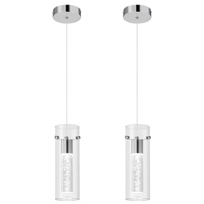 Modern Integrated LED Pendant Light Fixture Bubble Crystal Glass Hanging Light