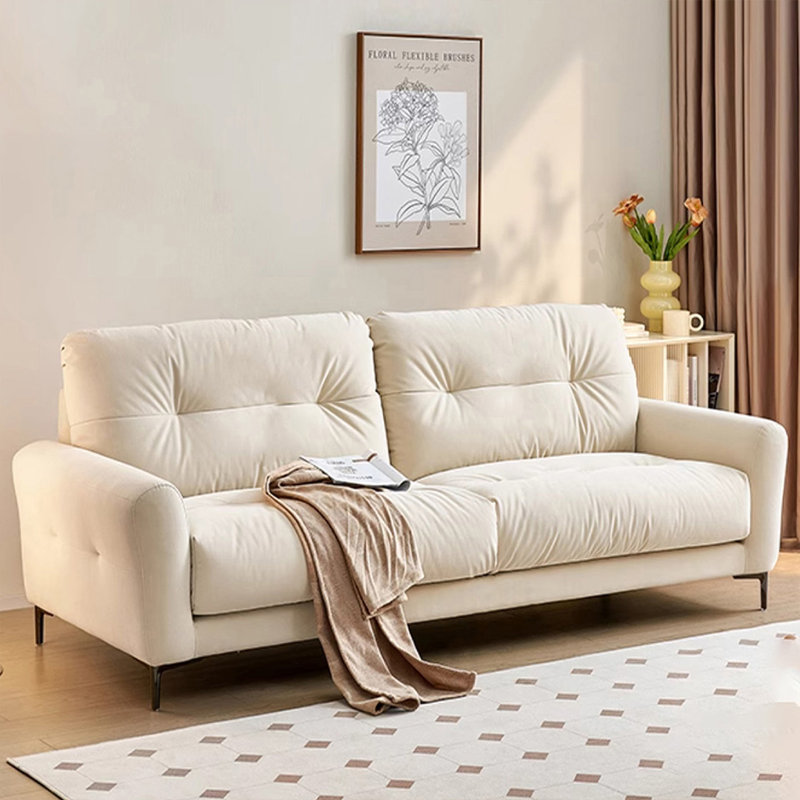 Canapé moderne standard en polyester blanc crème, 2, H 33,86 po x l 70,47 po x P 36,61 po