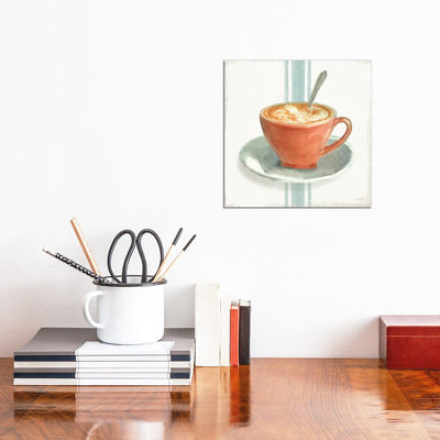 Wake Me Up Coffee III with Stripes No Cookie 1 Piece Wrapped Canvas Painting