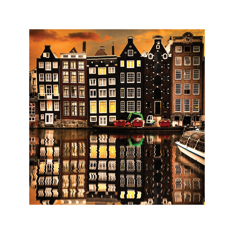 Amsterdam II by Enzo Romano - Print on Canvas, 66.04 cm H x 66.04 cm W, Brown Framed