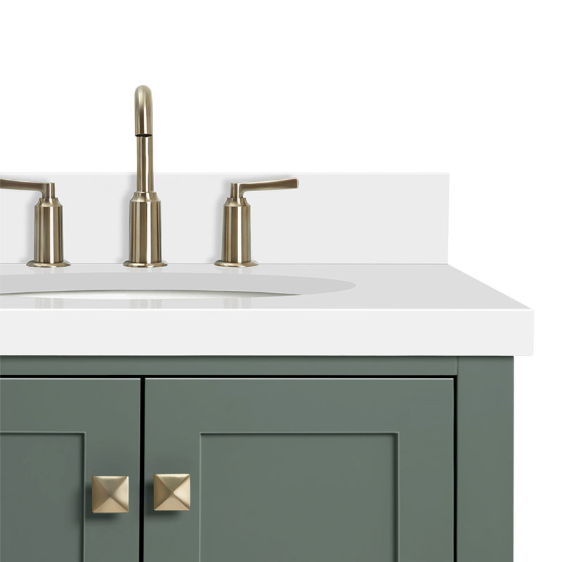 Cambridge 37 in. Single Vanity, Oval, Vintage Green, Pure White Quartz