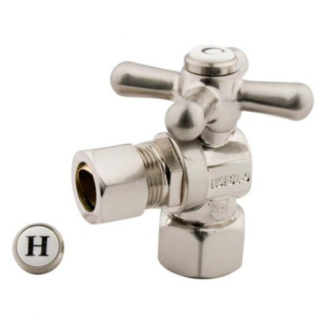 Decorative Quarter Turn Valves, Brushed Nickel