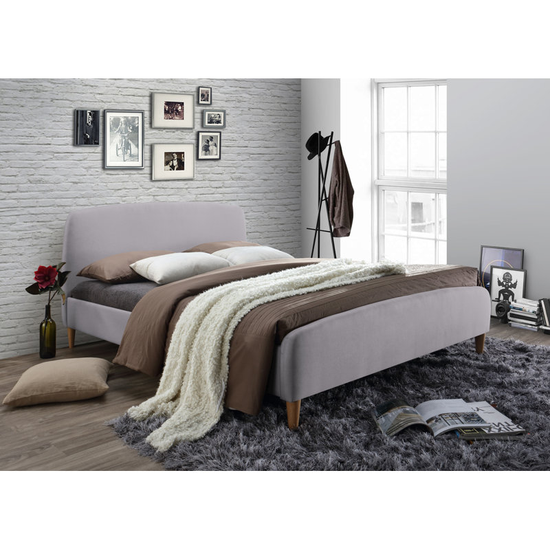 Morin Upholstered Bed, Double (4'6), Light Grey