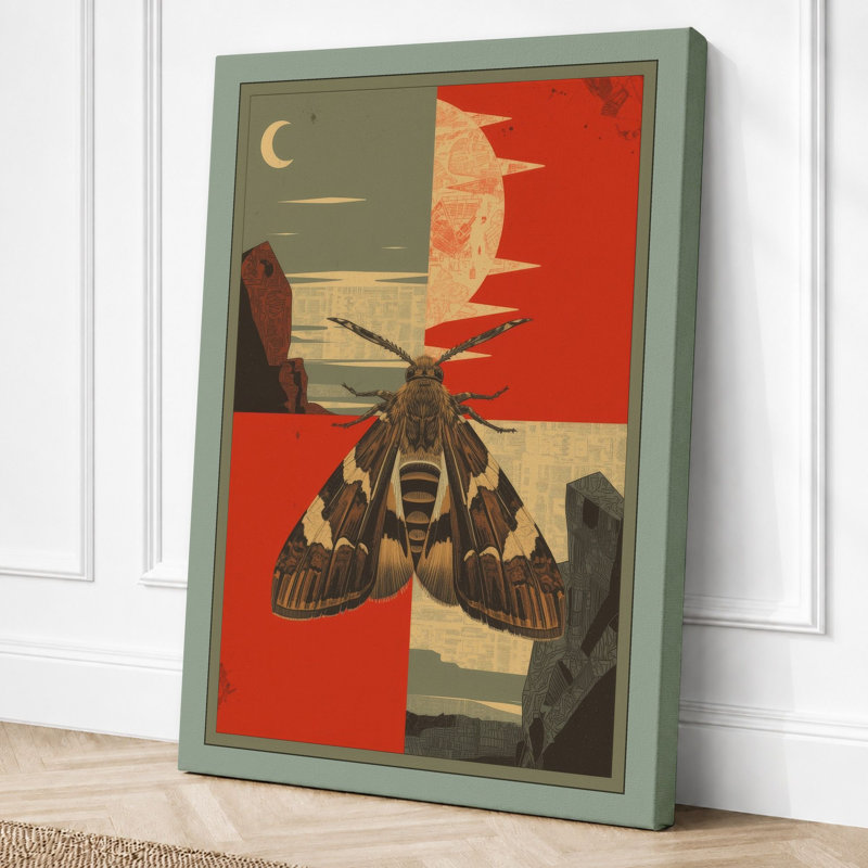 Locomotive at Night Geometric - Wrapped Canvas, 36x24 - 91.4 x 61.0 cm, Taupe Border