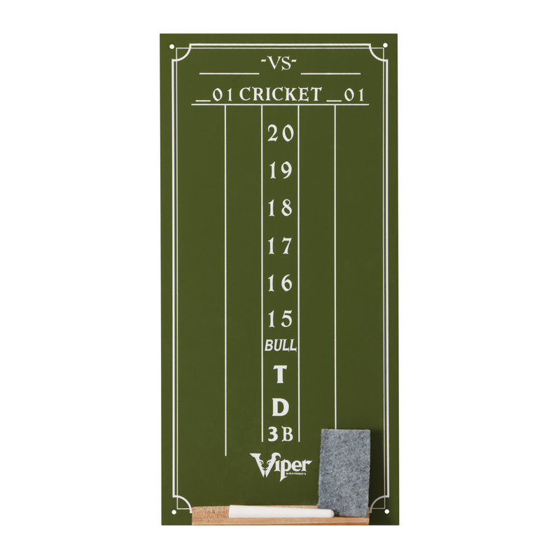 Viper Small Cricket Chalk Dart Scoreboard, 15.5" H x 7.6" W x 1.2" D