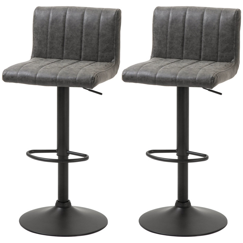 Lorely Swivel Adjustable Height Bar Stool with Steel Frame, Grey