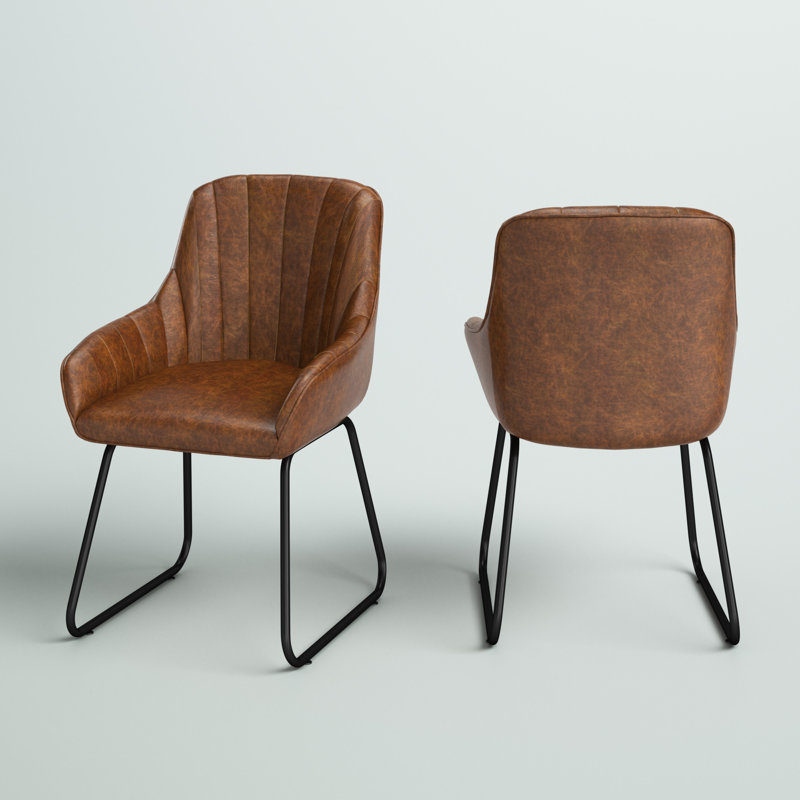 Chaises de salle à manger rembourrées avec accoudoirs Braiden, Brun