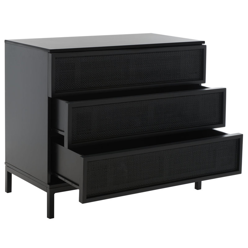 Prudhoe 34'' W 3 - Drawer Dresser, Black/Black