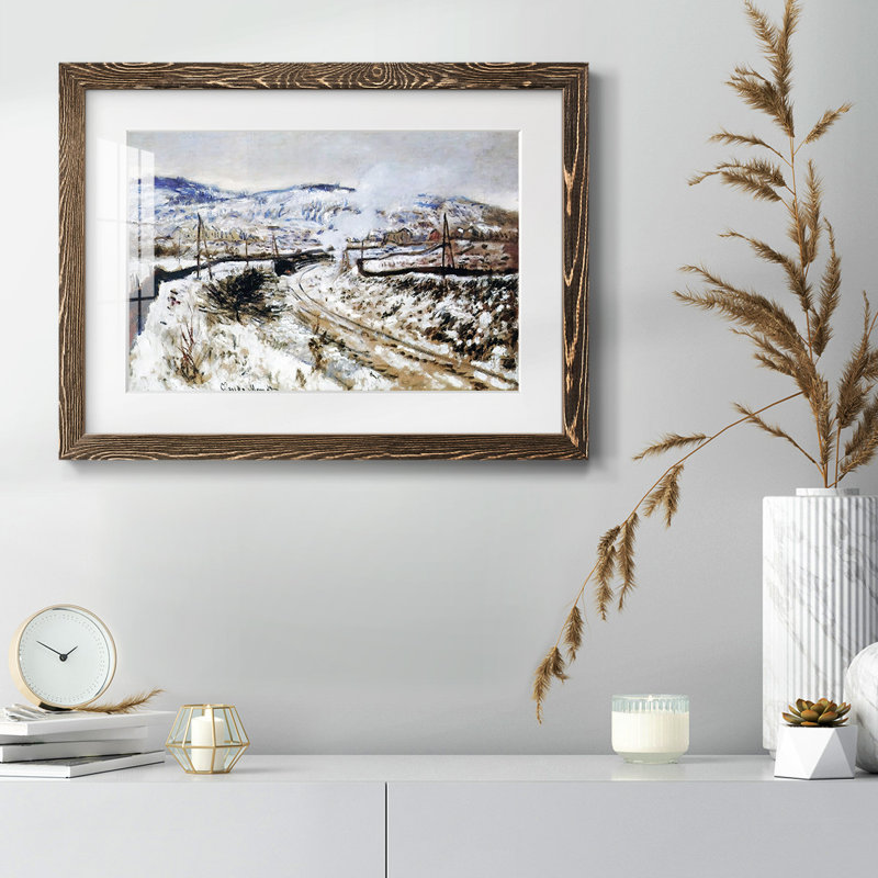 Train dans la neige, Argenteuil, 1875, H 14 po x l 20 po x P 1,5 po, Noyer