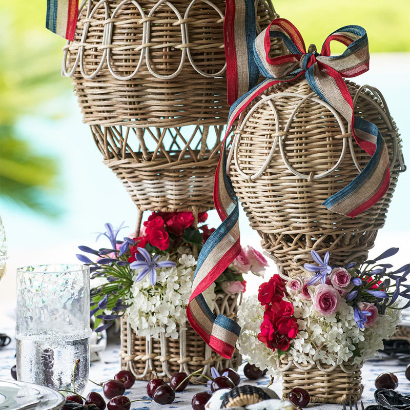 Provence Rattan Hot Air Balloon, 14" H x 7.5" W x 7.5" D