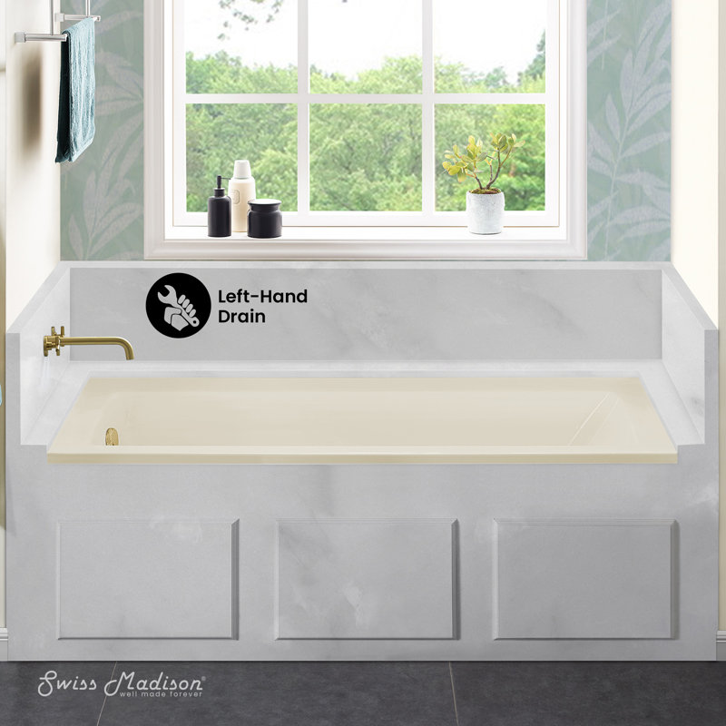 Baignoire en alcôve 60 "x 30" Voltaire, Gauche, Beige / Blanc