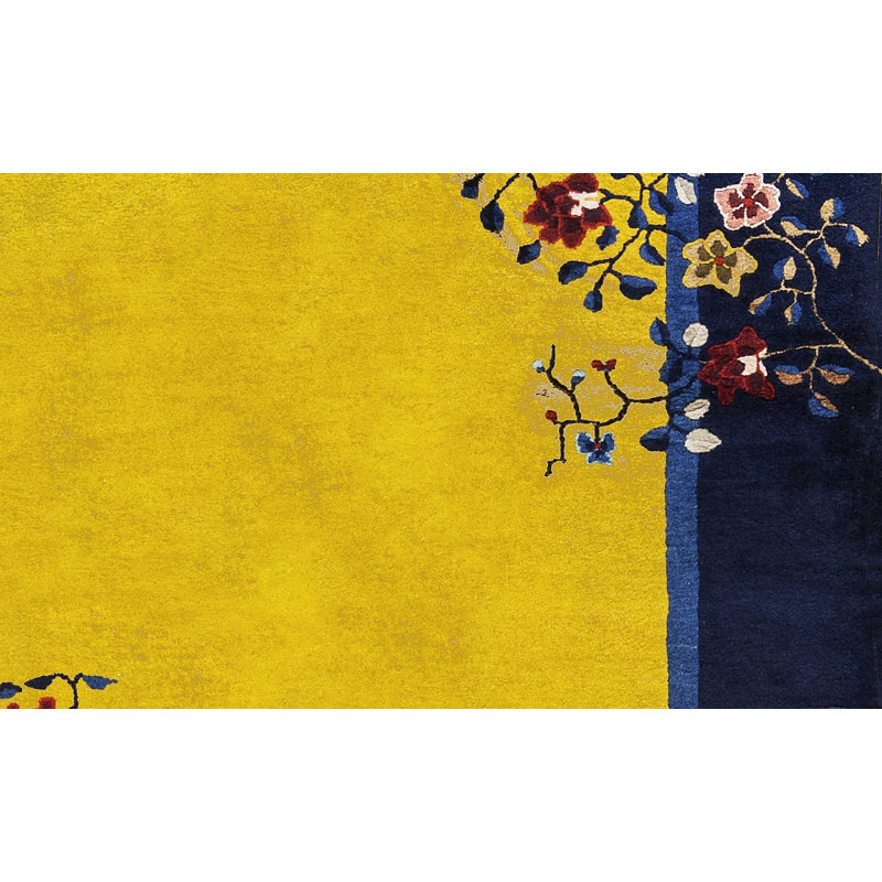 Art Deco Wool Floral Area Rug