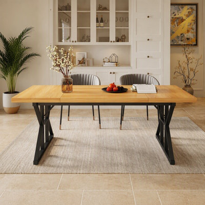 Rectangular Dining Table, Farmhouse 70.8" Kitchen Table for 6 People