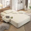 Luxueuse chaise longue en velours côtelé moelleux avec 3 coussins, canapé-lit convertible avec poche de rangement, conception sans cadre et mousse à compression pour les petits espaces, salon, appartement, beige-722486208