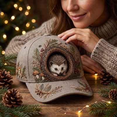 Décorations de Noël Casquette de baseball brodée tridimensionnelle kaki avec coutures complexes Woodlands Christmas