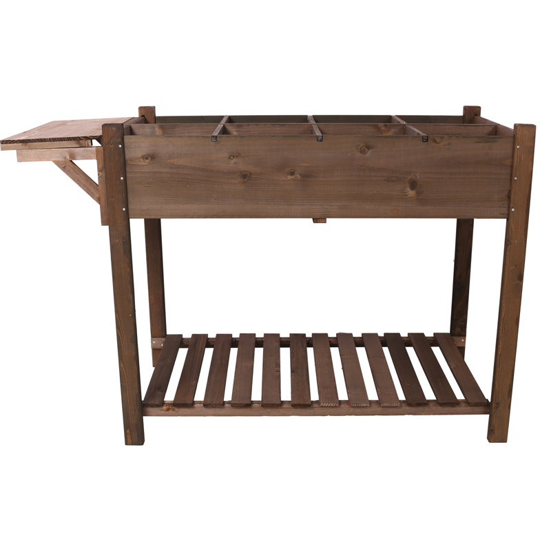 8 Pockets Horticulture Raised Garden Bed Elevated Wood Planter Box, Brown