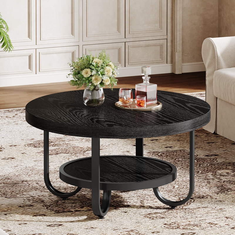 4 Legs Coffee Table with Storage, Black