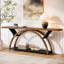 Console 70,87 po avec tablette de rangement, canapé industriel rustique avec cadre en demi-lune pour le hall d'entrée ou le salon-348928090