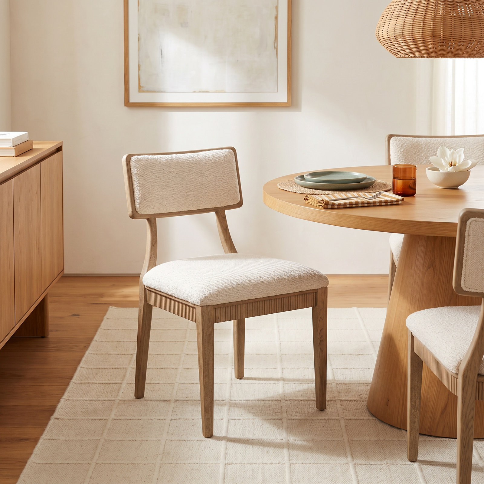 Tescott Genuine Leather Oak Dining Chair, Charter Oatmeal
