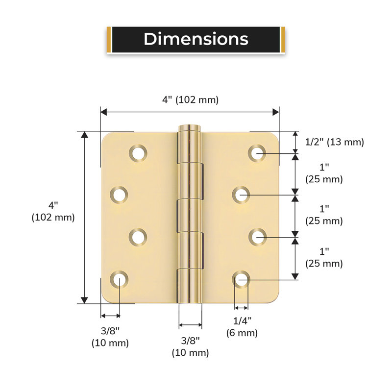 Charnière en laiton brossé 4 "x 4" x 5/8 "Deltana S44R54, Laiton brossé