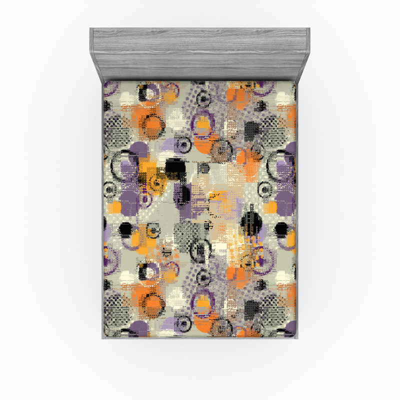 Drap-housse rustique Ambesonne, Vermillon, bleu-mauve pâle / abstrait, Full Fitted Sheet