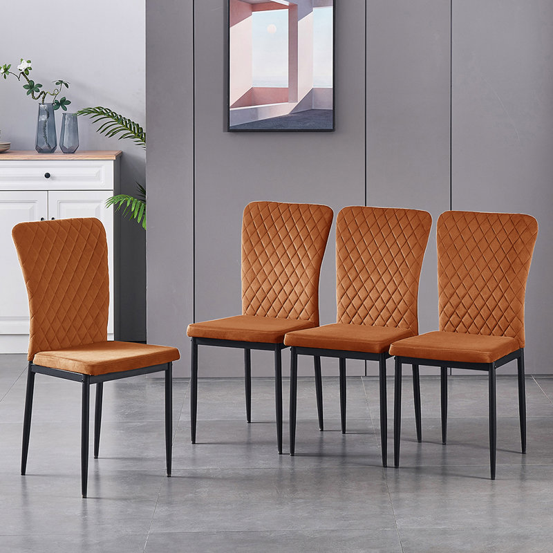 Leilauni Tufted Upholstered Velvet Armless Dining Chair, Orange