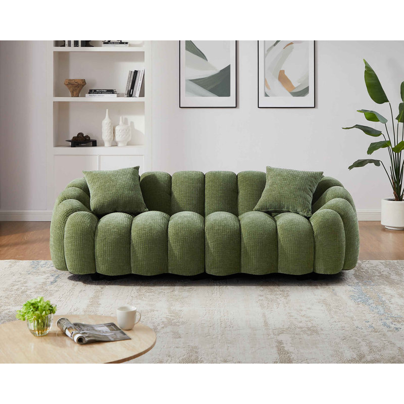 MINIMORE Modern Style Modular Free Combination Winnie Sofa, 28.74" H x 94.88" W x 38.98" D, Green Chenille 
