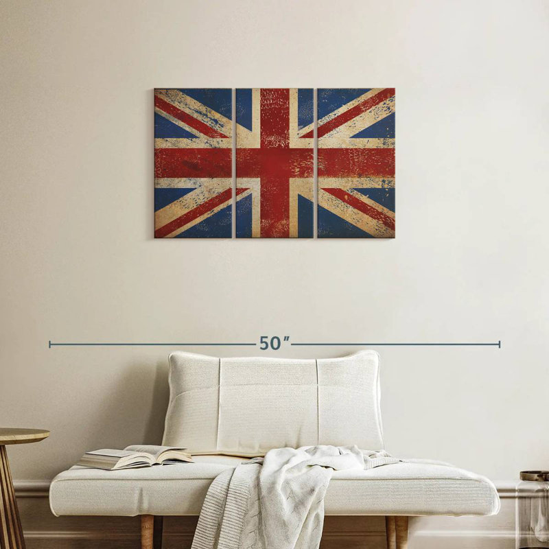 Borges Grunge Union Jack, 20" H x 33" W