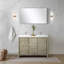 Meuble-lavabo double bleu marine 48 po X P 20 po D, dessus en quartz blanc et robinet en métal-117978833-117978835