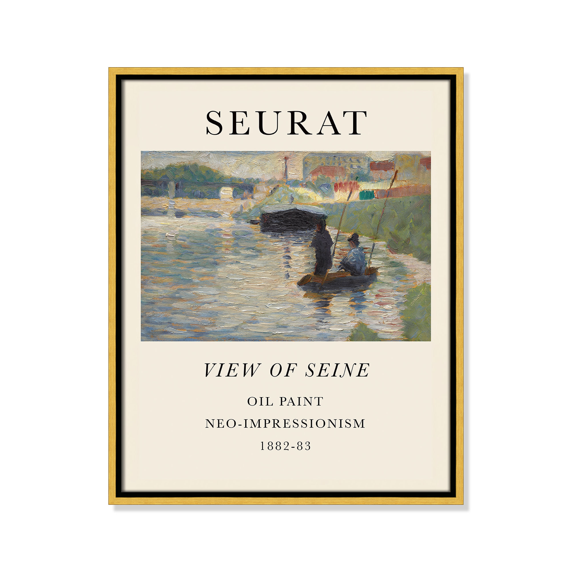 View Of Seine by Georges Seurat, 21.5" H x 17.5" W x 2" D, Gold Floater Frame, No