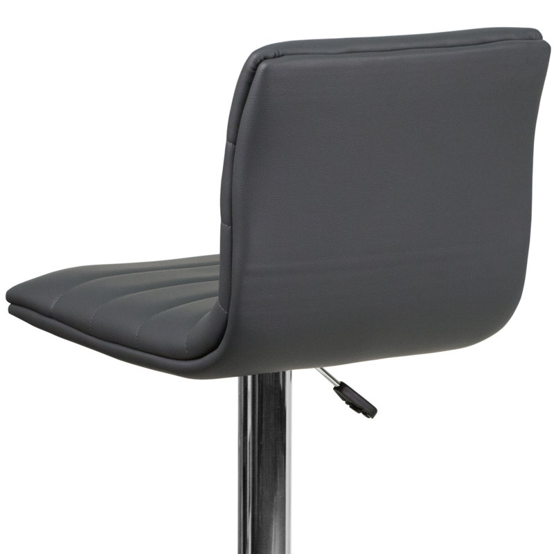 Clift Modern Upholstered Adjustable-Height Barstool with Footrest, Gray Vinyl, 1