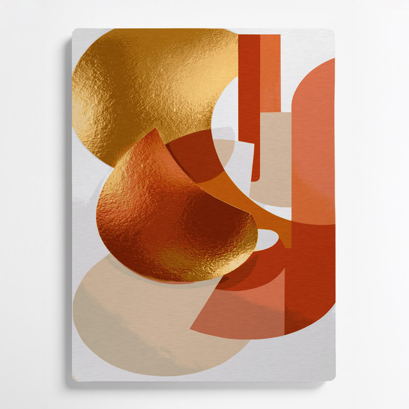 Abstrait formes 74, art mural en métal beige, H 11 po x l 14 po