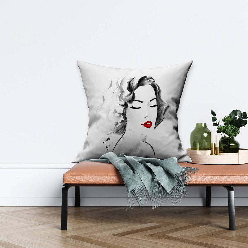 Watercolor Woman - White Office Poly Twill Throw for Decor