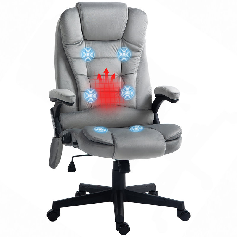 Fauteuil de bureau vibrant à 6 points avec massage lombaire, Gris clair