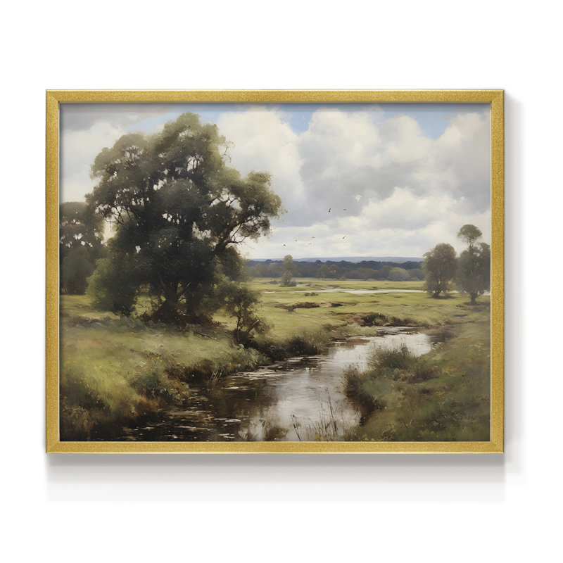 Paysages rétro-DCCCLIV-Reproduction encadrée - réversible, H 8 po x l 10 po, Doré