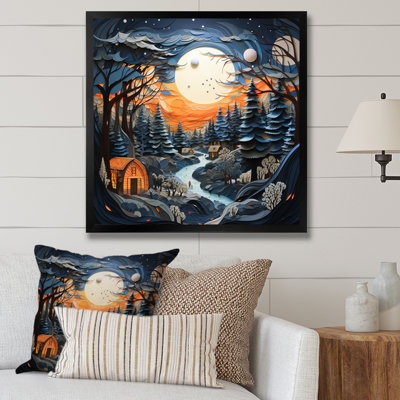 «Orange Orange Winters Papercut Landscape III», reproduction d'art sur toile