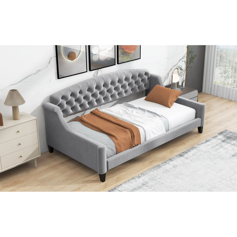 Glamorous Upholstered Daybed With Tufted Button Design For Versatile Living Spaces