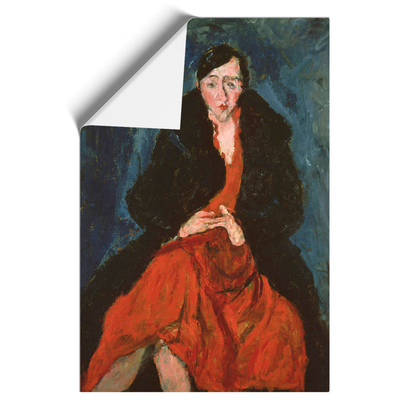 Woman in Red by Chaim Soutine - Unframed Painting, 59cm H x 42cm W x 0.1cm D