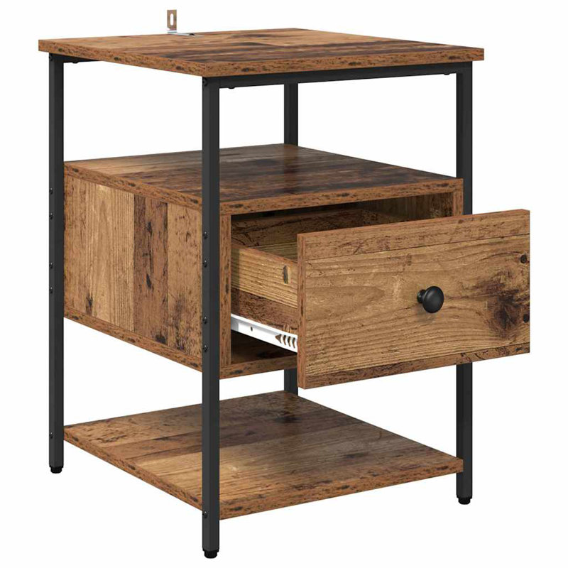 40cm W Manufactured Wood Bedside Table, Old Wood