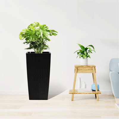 Jardinière de jardin pratique, pot de fleurs avec trous de drainage et plateaux intérieurs