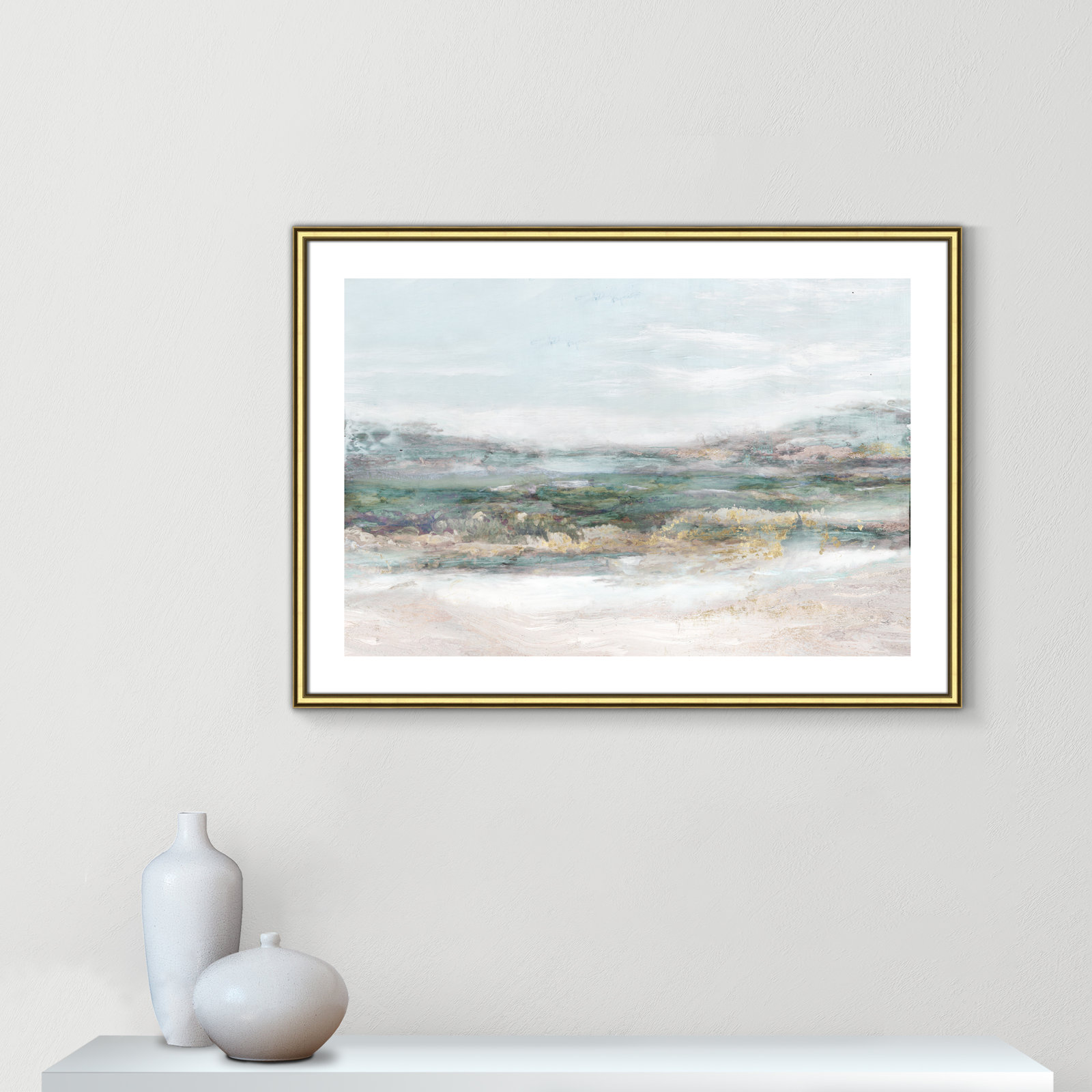 Gold Framed Paper, White, 25.5" H x 35.5" W x 0.875" D